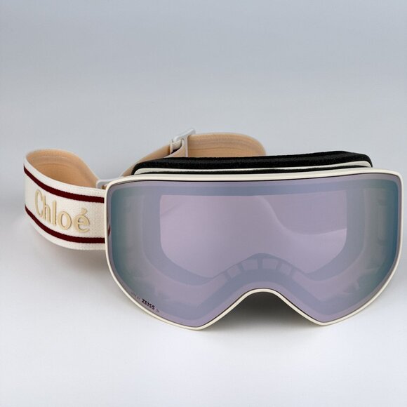 NEW Chloe CH0072S 001 White Beige Violet Mirror Zeiss Ski Mask Men Sunglasses - Picture 4 of 16